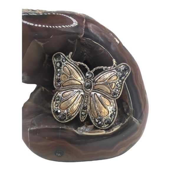 Vintage Butterfly Brooch Multi Metal Marcasite Silver Copper Tone Insect Costume - Picture 5 of 8